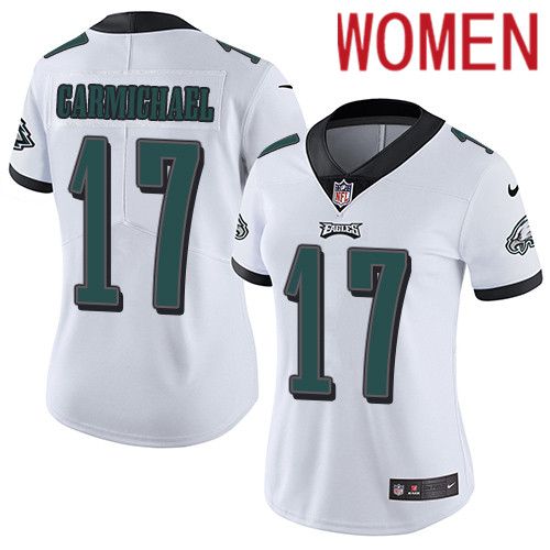 Women Philadelphia Eagles 17 Harold Carmichael Nike White Vapor Limited NFL Jersey